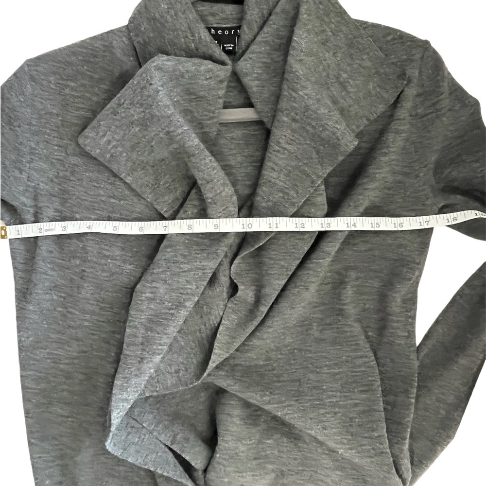 Theory Grey Trincy Evian Wool Draped Open Front C… - image 8